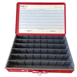 Hi-Line Metal Organizer Box With Adjustable Dividers & Hinged Lid